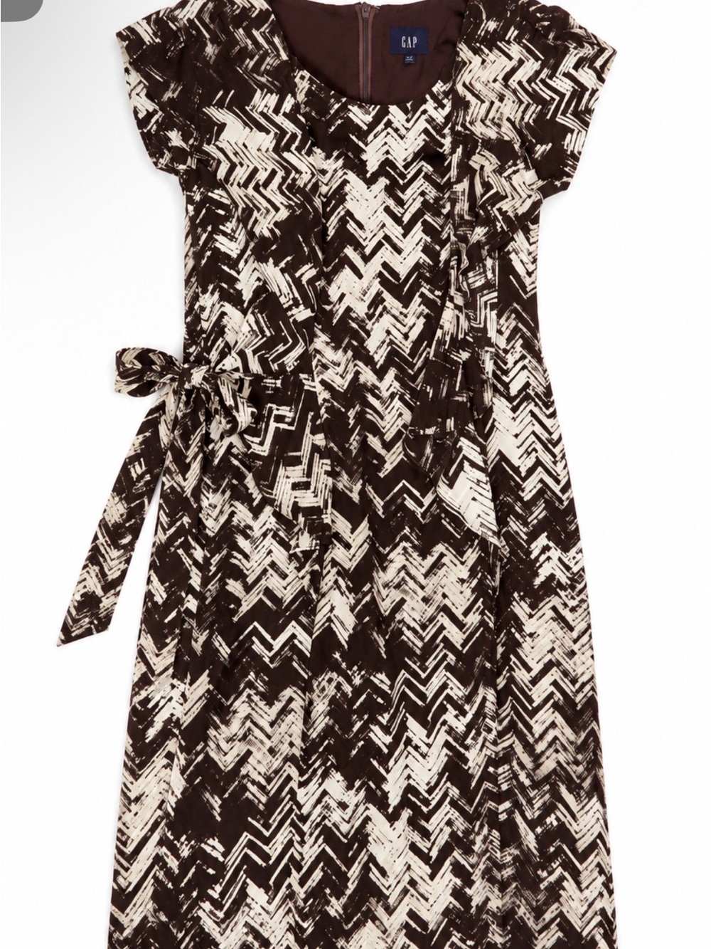 GAP Brown and Cream Chevron Midi Dress